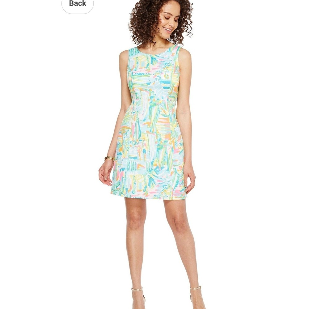 Lilly Pulitzer Hollee Dress Multi Color Abstract Tropical Bow Back Cutout 00